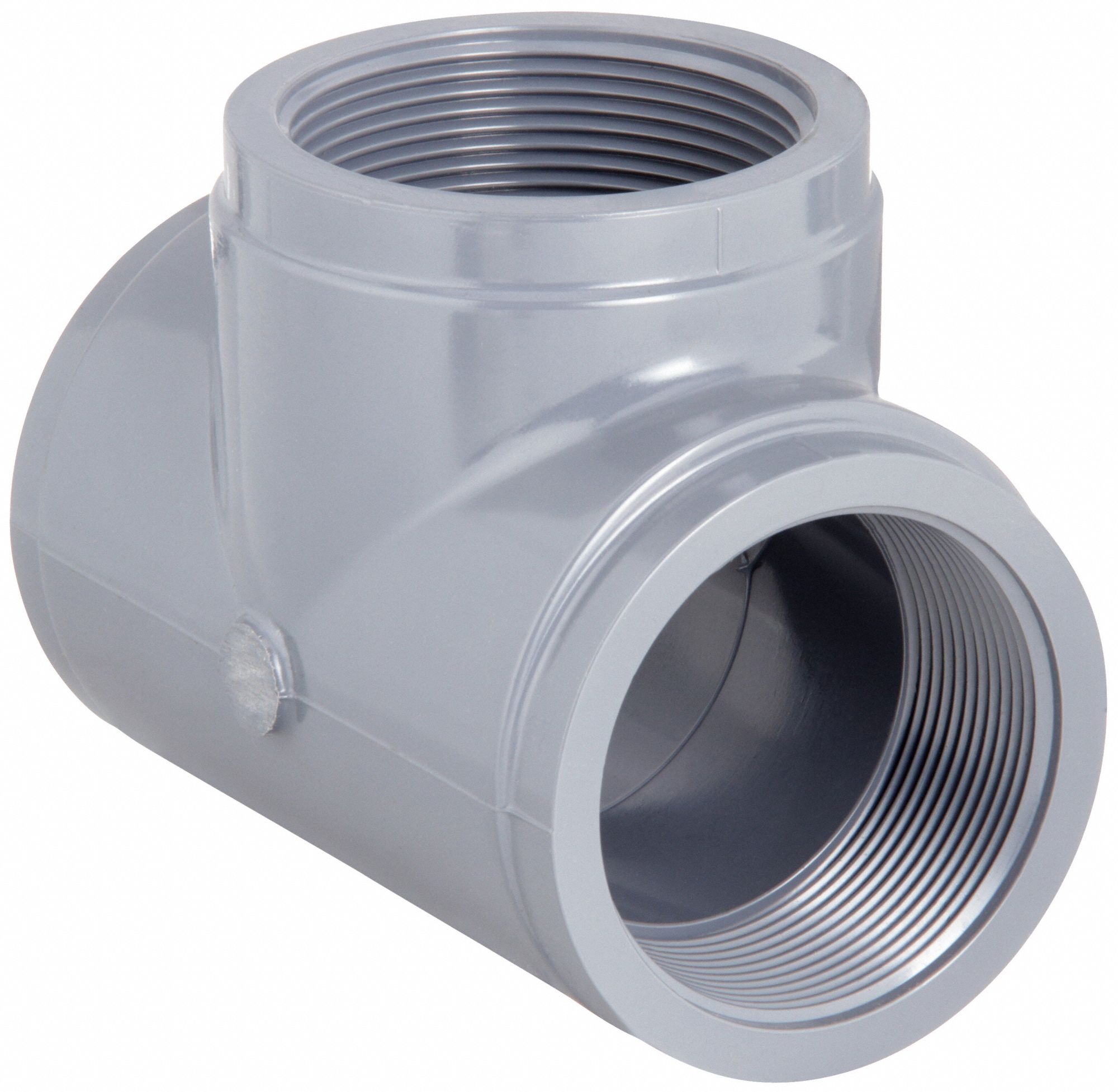 TEE: 2 IN X 2 IN X 2 IN FITTING, SCHEDULE 80, FEMALE NPT X FEMALE NPT X FEMALE NPT, GREY