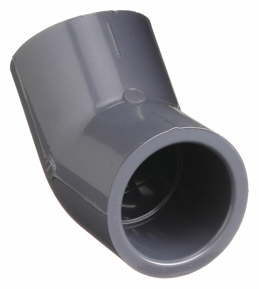45 °  ELBOW: ½ IN X ½ IN FITTING, SCHEDULE 80, FEMALE X FEMALE SOCKETS, GREY