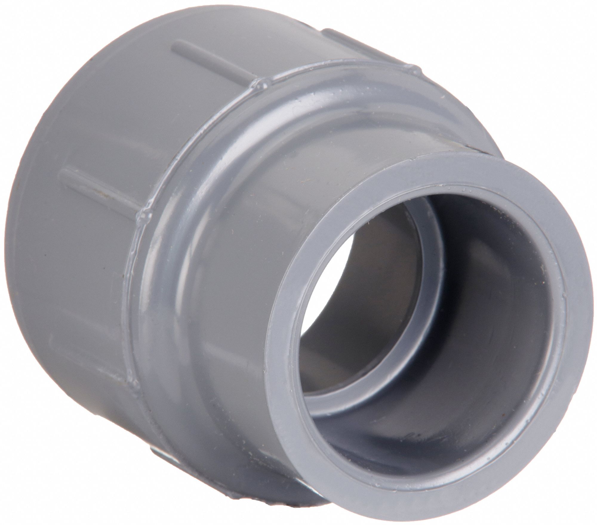 REDUCING COUPLING: 1 IN X ¾ IN FITTING, SCHEDULE 80, FEMALE X FEMALE SOCKETS, GREY