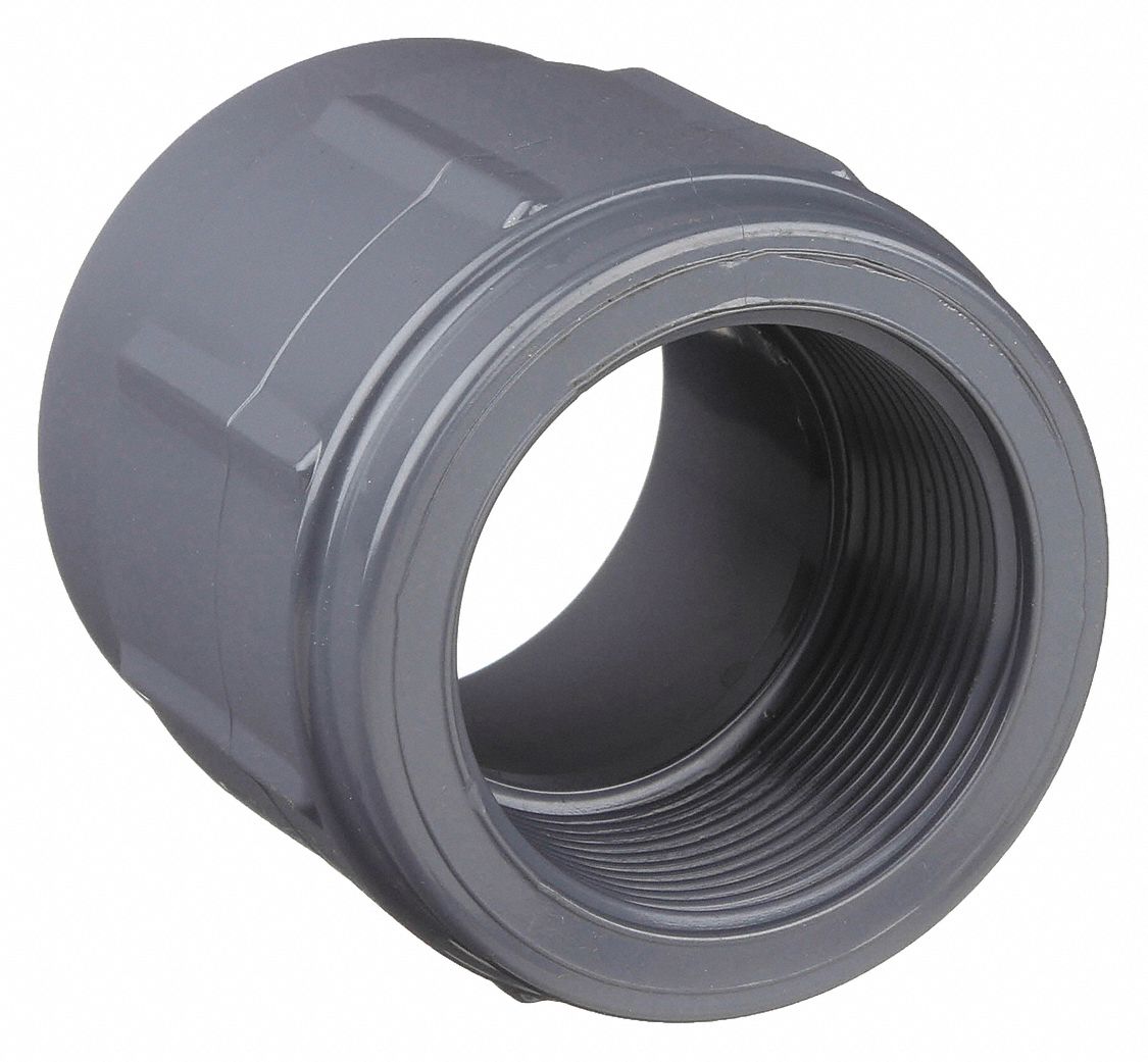 FEMALE ADAPTER: 1½ IN X 1½ IN FITTING, SCHEDULE 80, FEMALE SOCKET X FEMALE NPT, GREY