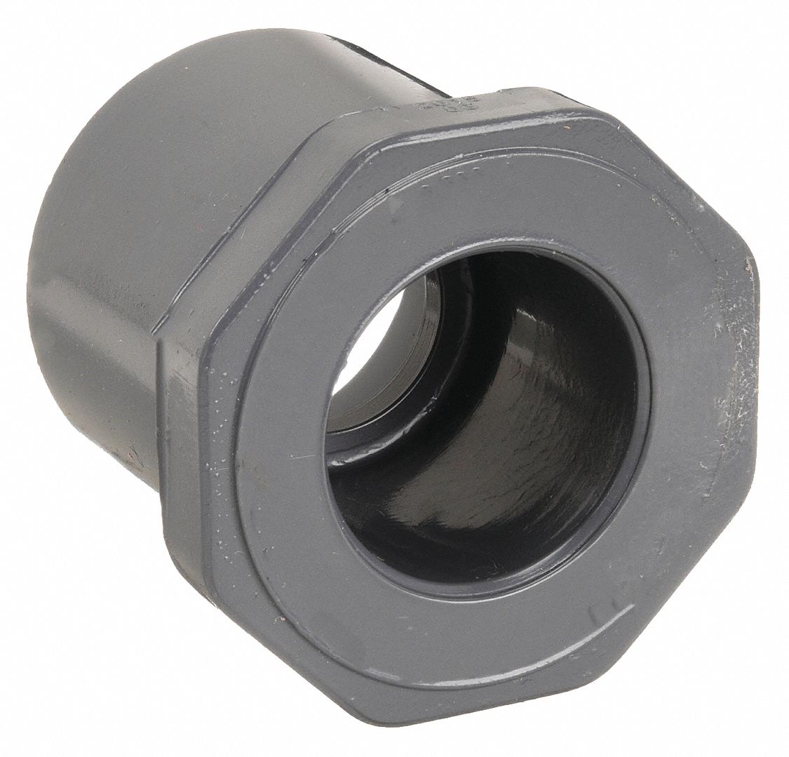 REDUCING BUSHING: 3 IN X 2½ IN FITTING, SCHEDULE 80, MALE SPIGOT X FEMALE SOCKET, GREY