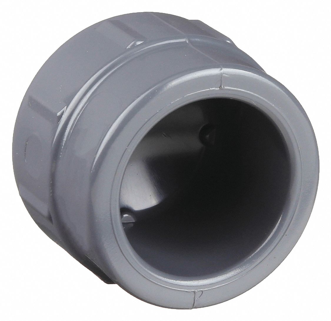 CAP: 1¼ IN FITTING PIPE SIZE, SCHEDULE 80, FEMALE SOCKET, GREY