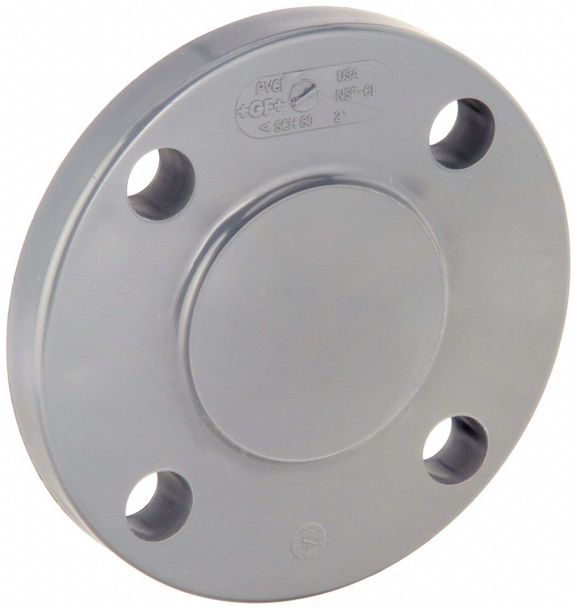 Blind Flange: Schedule 80, PVC, 2 in Size, Gray, 150 psi Max Op Pressure, 32°F – 140°F, Class 150