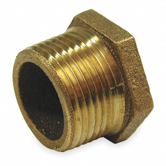 GRAINGER APPROVED Red Brass Hex Bushing, MNPT x FNPT, 1/2 in x 1/4 in