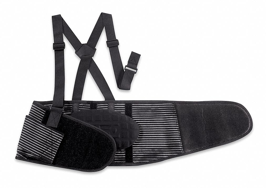 Elastic Back Support with Lumbar Pad, 9" Width, S, Black Grainger