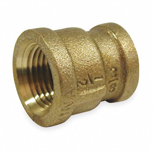 GRAINGER APPROVED Red Brass Reducing Coupling, FNPT, 1/2