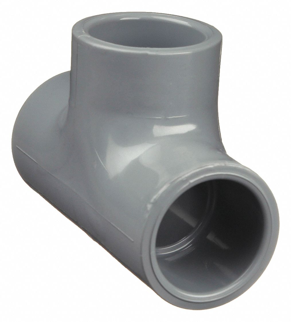 TEE: 4 IN X 4 IN X 4 IN FITTING, SCHEDULE 80, 320 PSI AT 73 ° F, GREY, 9¼ IN OVERALL LG