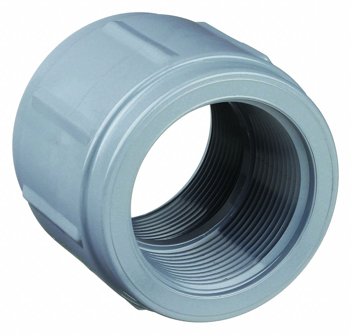 COUPLING: 1½ IN X 1½ IN FITTING, SCHEDULE 80, FEMALE NPT X FEMALE NPT, GREY