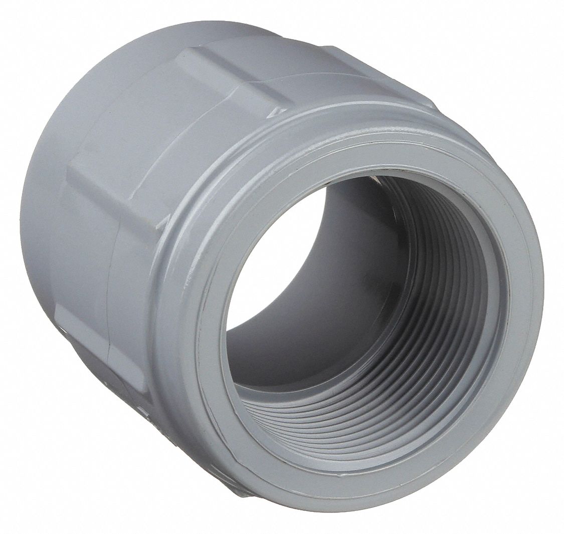 FEMALE ADAPTER: ¾ IN X ¾ IN FITTING, SCHEDULE 80, FEMALE SOCKET X FEMALE NPT, GREY