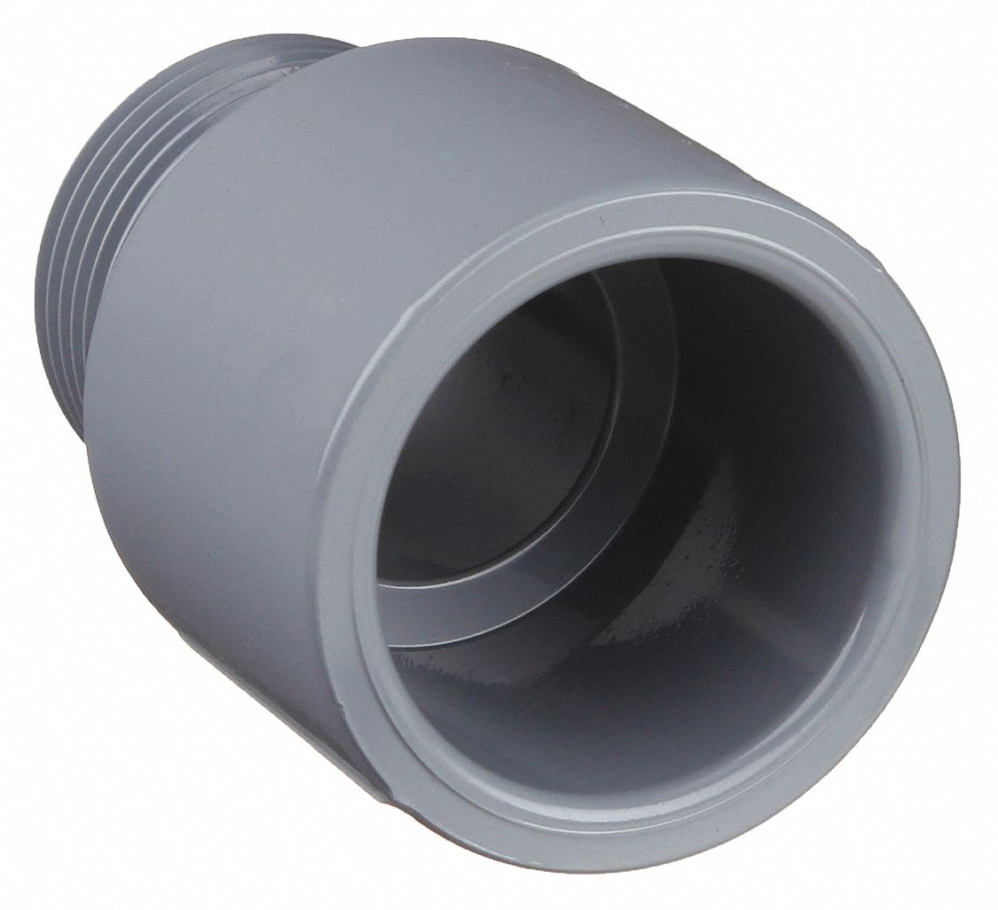 MALE ADAPTER: 1½ IN X 1½ IN FITTING, SCHEDULE 80, FEMALE SOCKET X MALE NPT, GREY