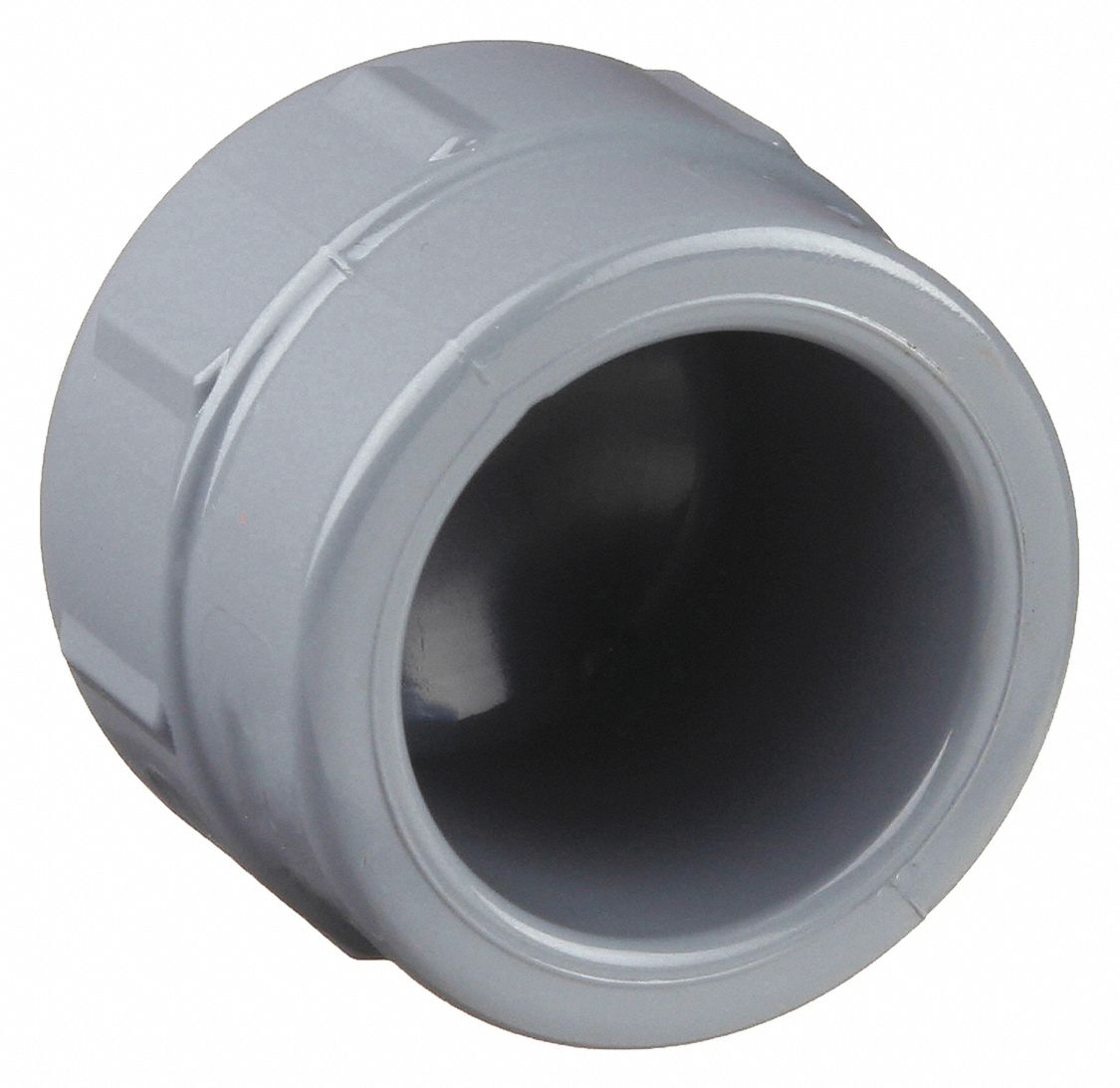 CAP: ½ IN FITTING PIPE SIZE, SCHEDULE 80, FEMALE SOCKET, GREY, 1¼ IN OVERALL LG