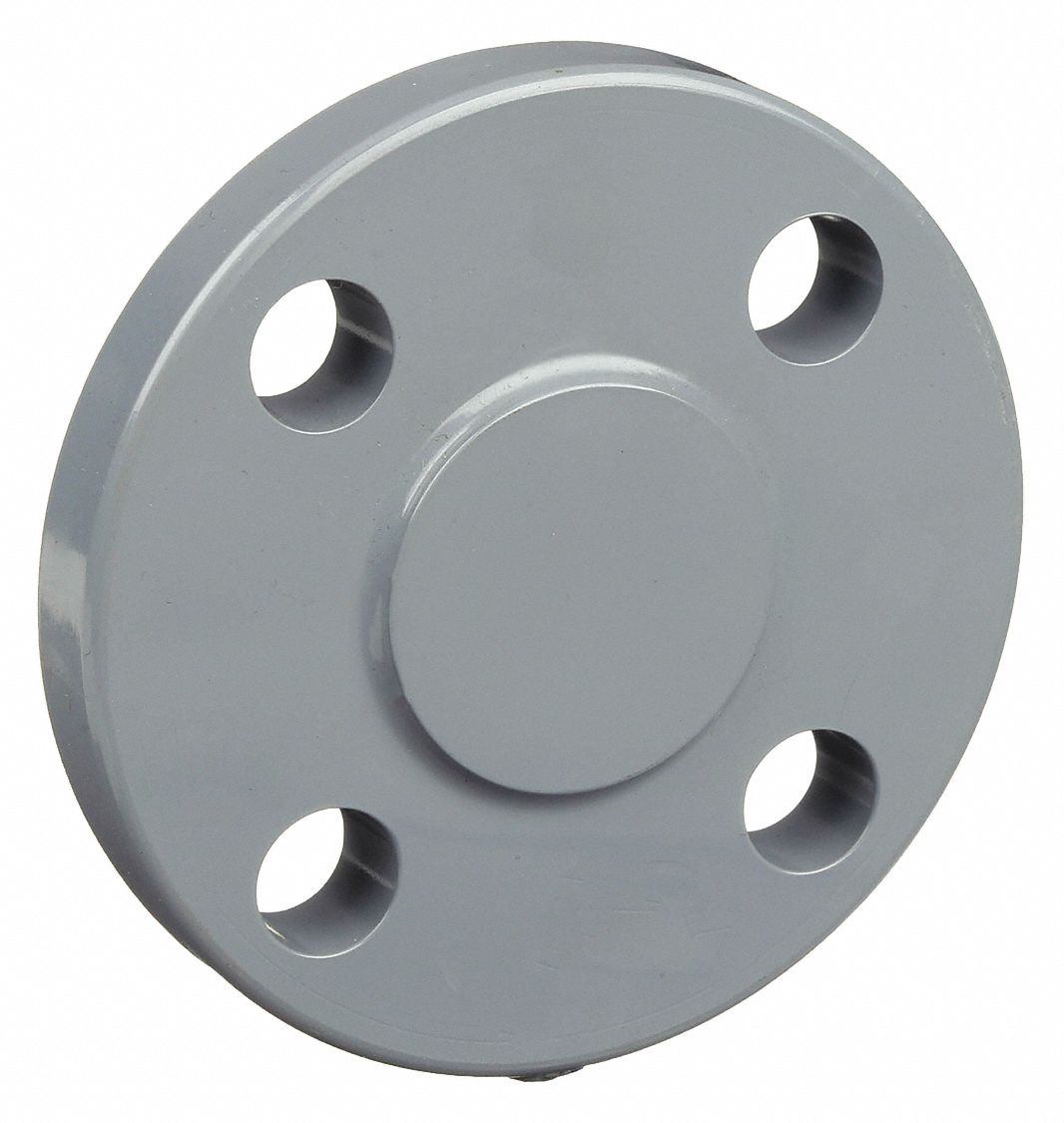 BLIND FLANGE: 3 IN FITTING PIPE SIZE, SCHEDULE 80, 150 PSI, GREY, 15/16 IN OVERALL LG