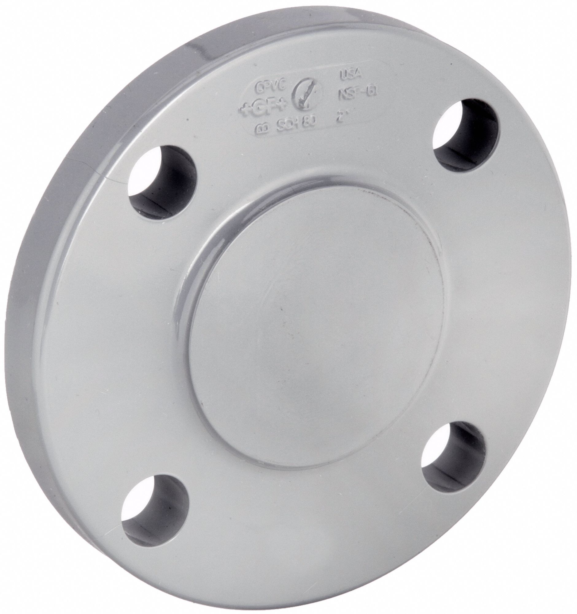 Blind Flange: Schedule 80, CPVC, Flange, 2 in Fitting Pipe Size, Gray, 7/8 in Overall Lg