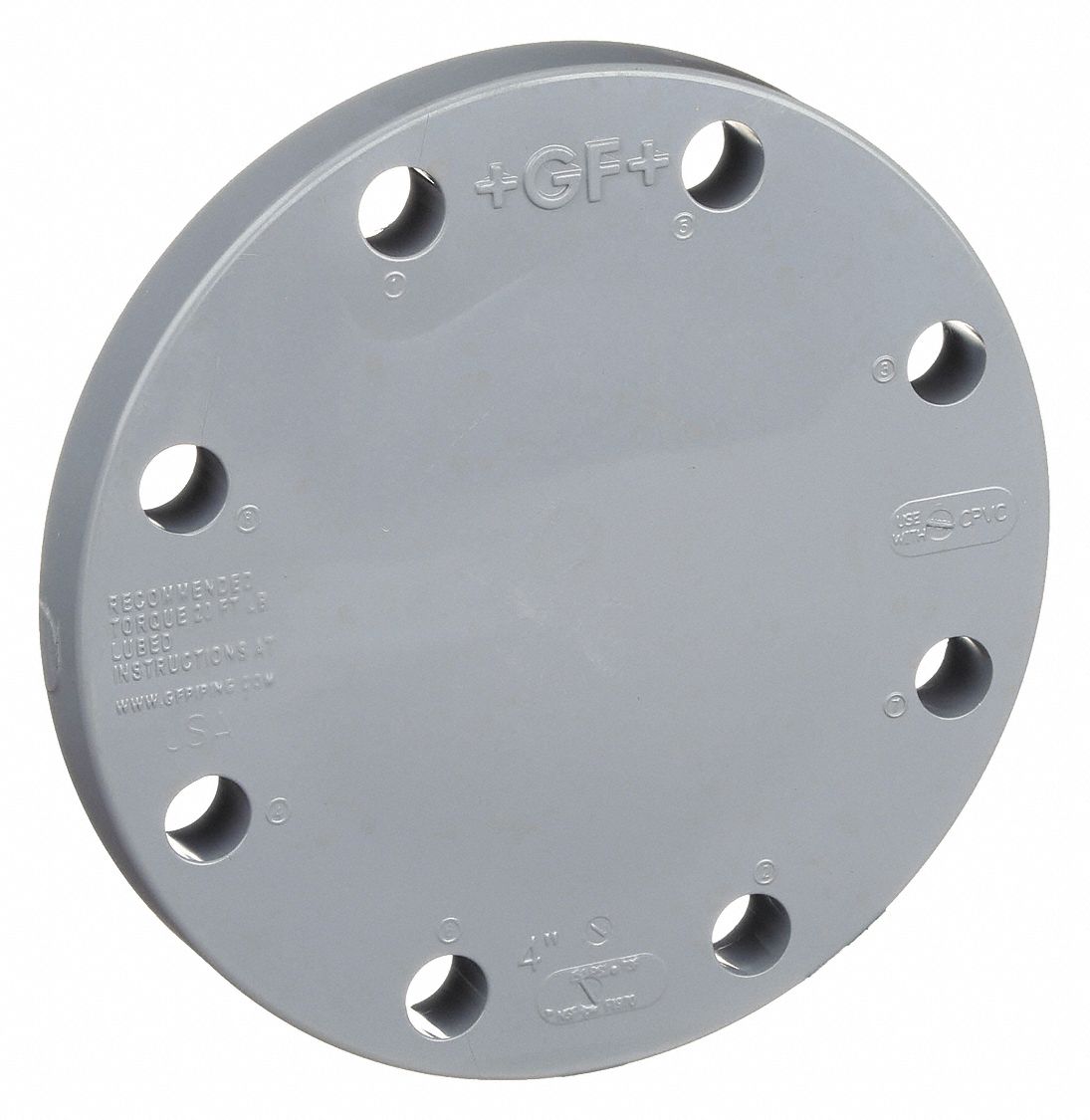 Blind Flange: Schedule 80, CPVC, Flange, 4 in Fitting Pipe Size, Gray, 1 in Overall Lg, Blind Flange