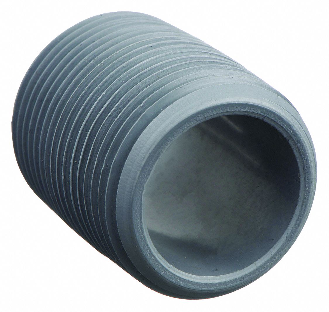 NIPPLE: CHLORFIT, CPVC, ¾ IN NOMINAL PIPE SIZE, 1 19/50 IN L, FULLY THREADED, SCHEDULE 80