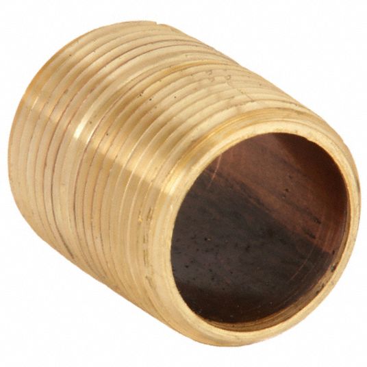 Nipple: Red Brass, 3/4 in Nominal Pipe Size, 2 in Overall Lg, Threaded on  Both Ends, Schedule 40