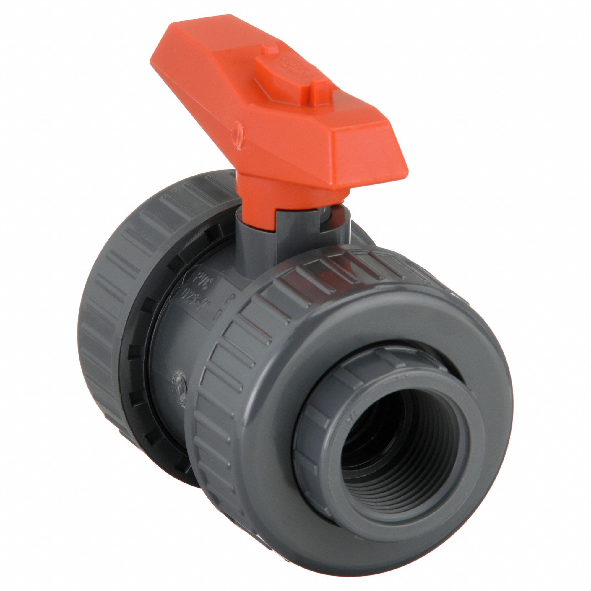 Manual Two-Way Ball Valve: 3/4 in, PVC, Straight, FNPT x FNPT, Full Port Ball Port