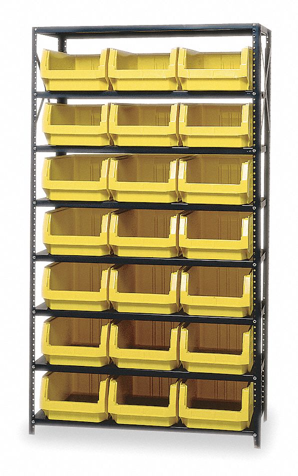 QUANTUM STORAGE SYSTEMS Steel Bin Shelving with 21 Bins, 42 inW x 18