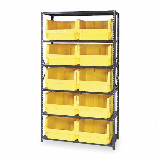 Quantum Storage Systems - MSU-543BL - Bin Shelving: 42 in x 18 in x 75 in, 1 Sided, 10 Bins, Open, Stacking Bin