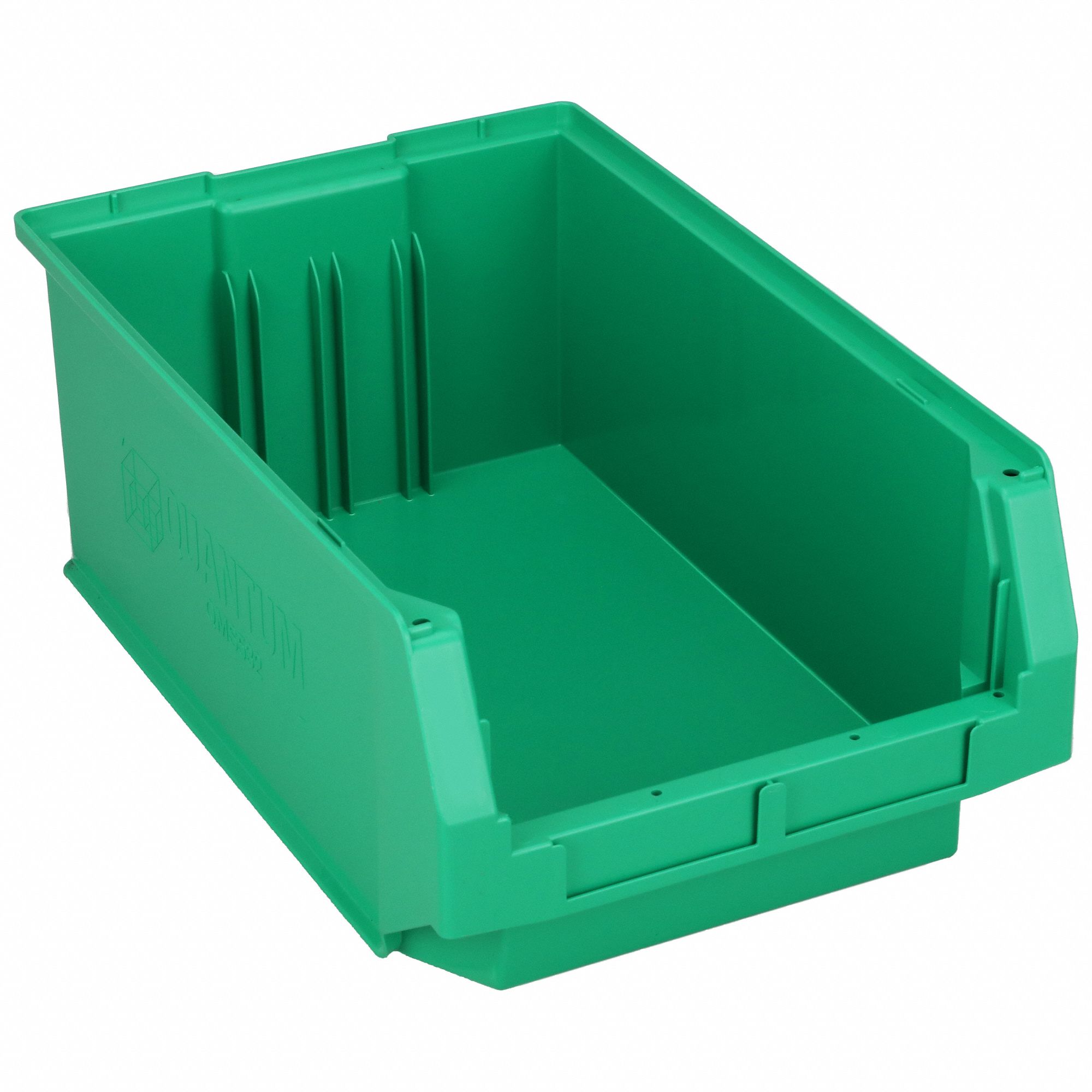 BIN, 19¾ IN OVERALL L, 12⅜ IN X 7⅞ IN, GREEN, STACKABLE
