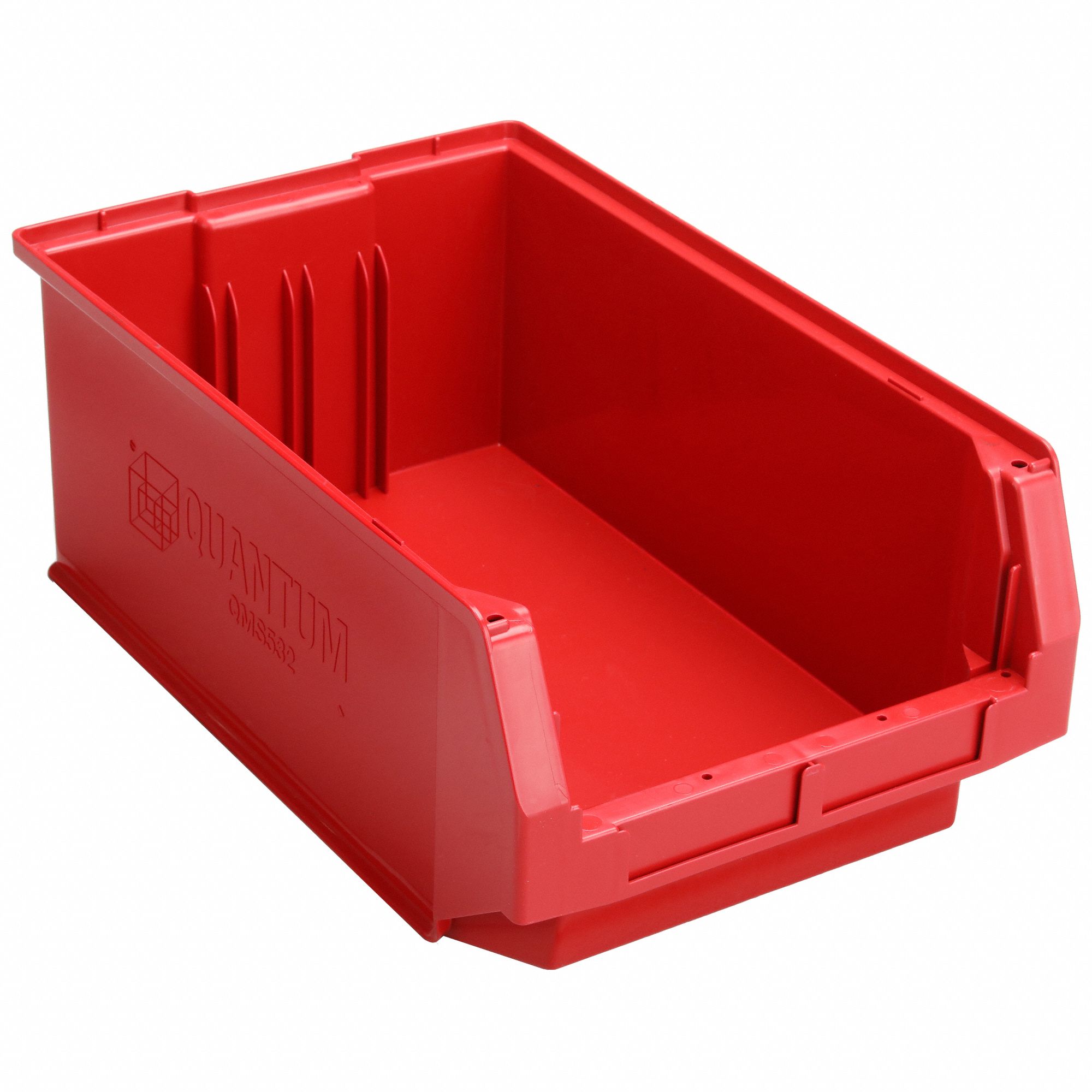 BIN, 19¾ IN OVERALL L, 12⅜ IN X 7⅞ IN, RED, STACKABLE, PLASTIC