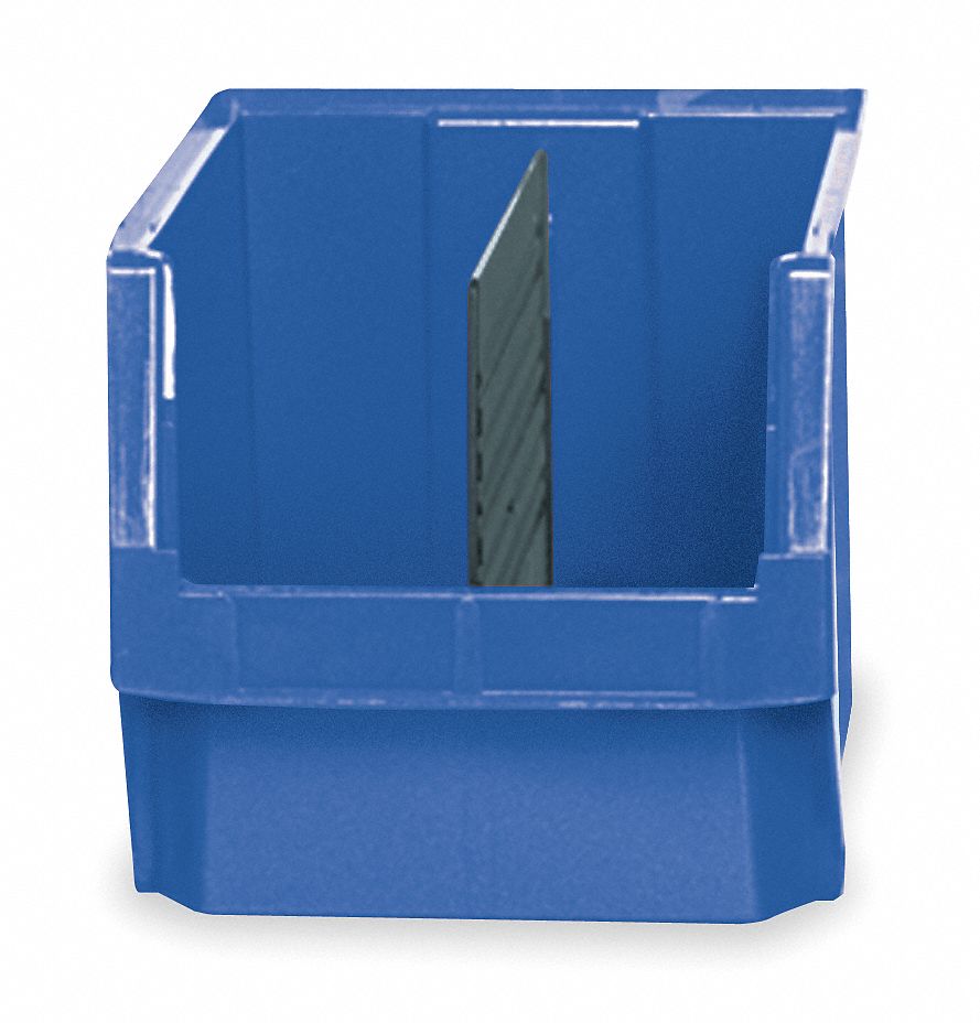 Bin: 19 3/4 in Overall Lg, 12 3/8 in x 11 7/8 in, Blue, Stacking Capable