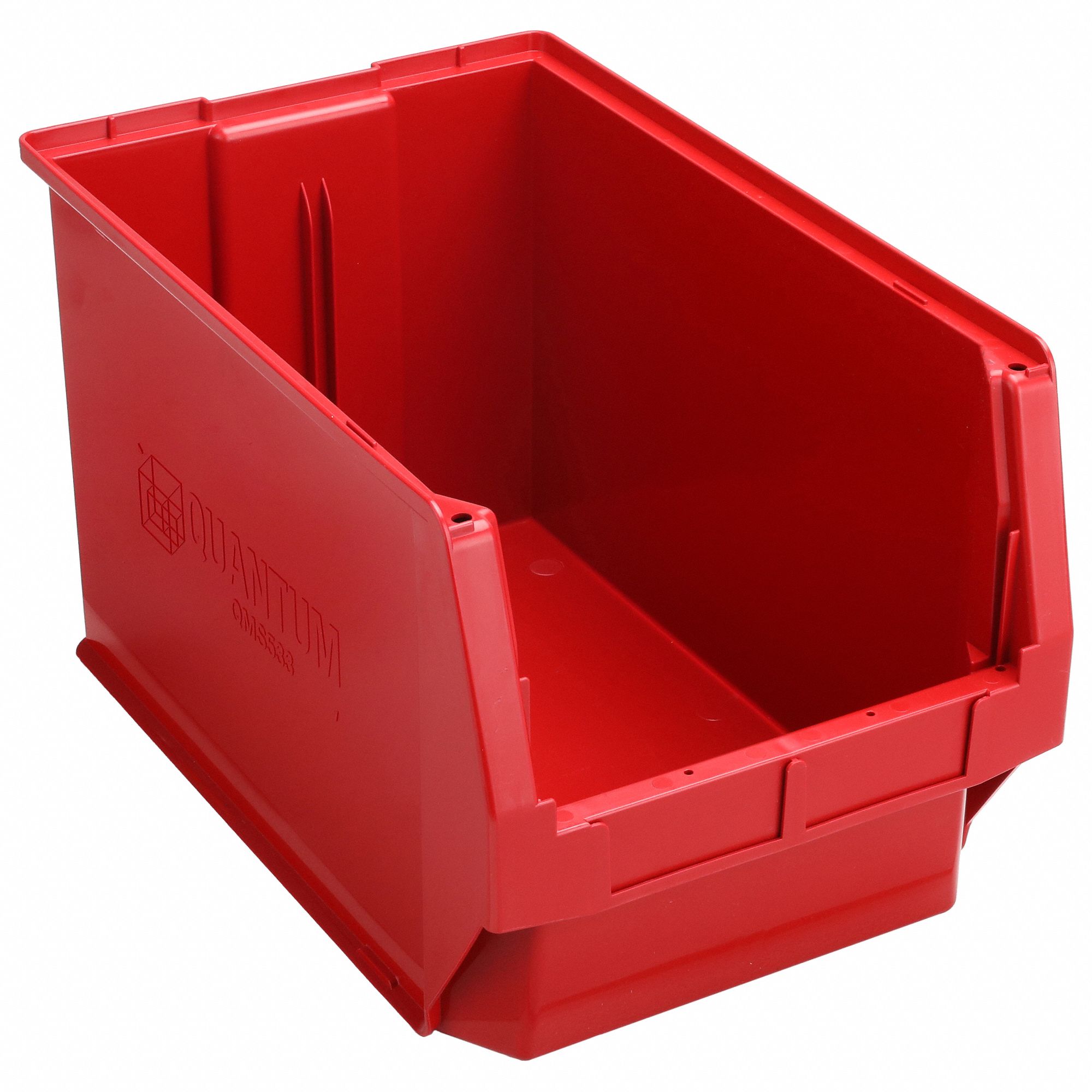 Bin: 19 3/4 in Overall Lg, 12 3/8 in x 11 7/8 in, Red, Stacking Capable