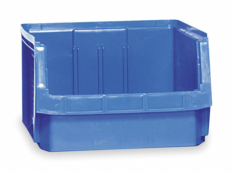 BIN, 19¾ IN OVERALL L, 18⅜ IN X 11⅞ IN, BLUE, STACKABLE