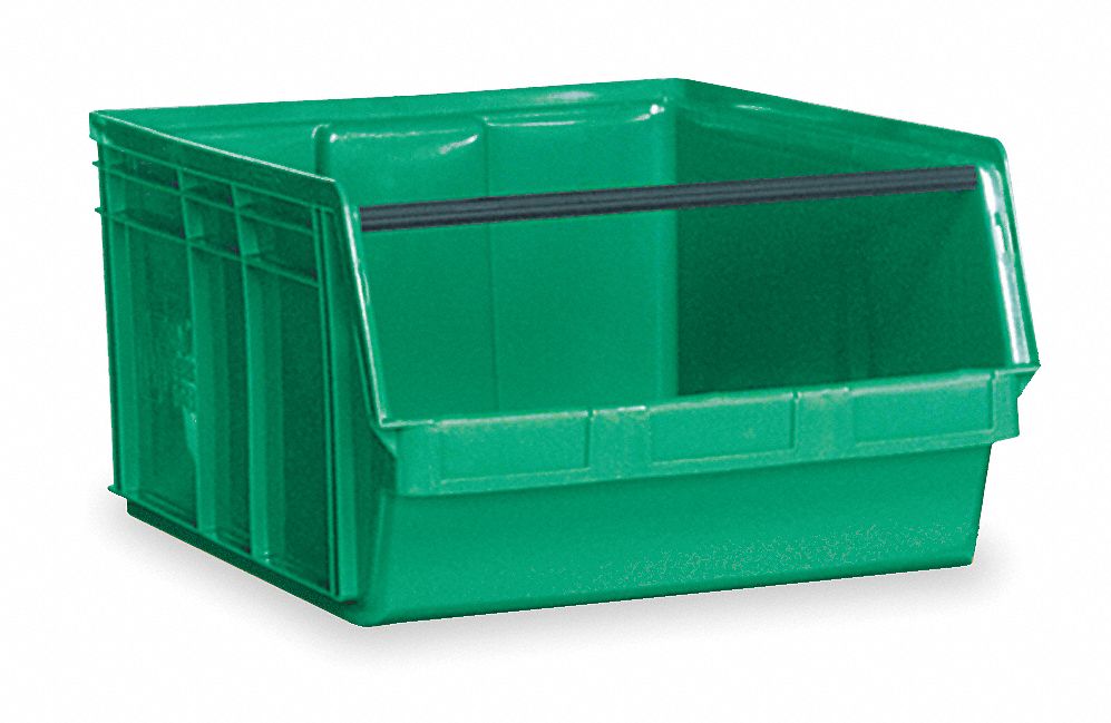 Bin: 29 in Overall Lg, 18 3/8 in x 11 7/8 in, Green, Stacking Capable