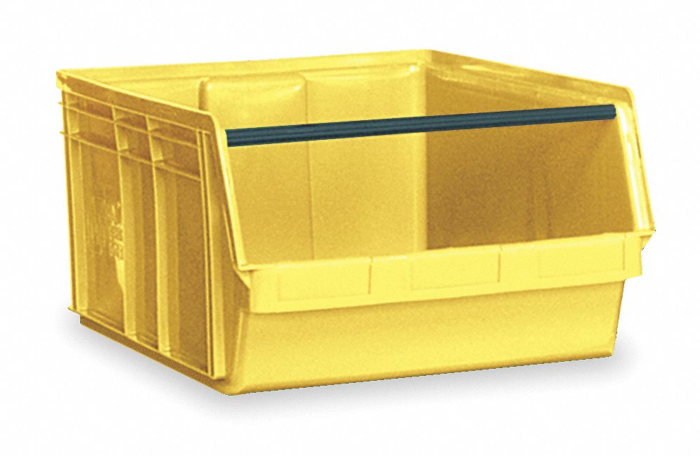 Bin: 29 in Overall Lg, 18 3/8 in x 11 7/8 in, Yellow, Stacking Capable