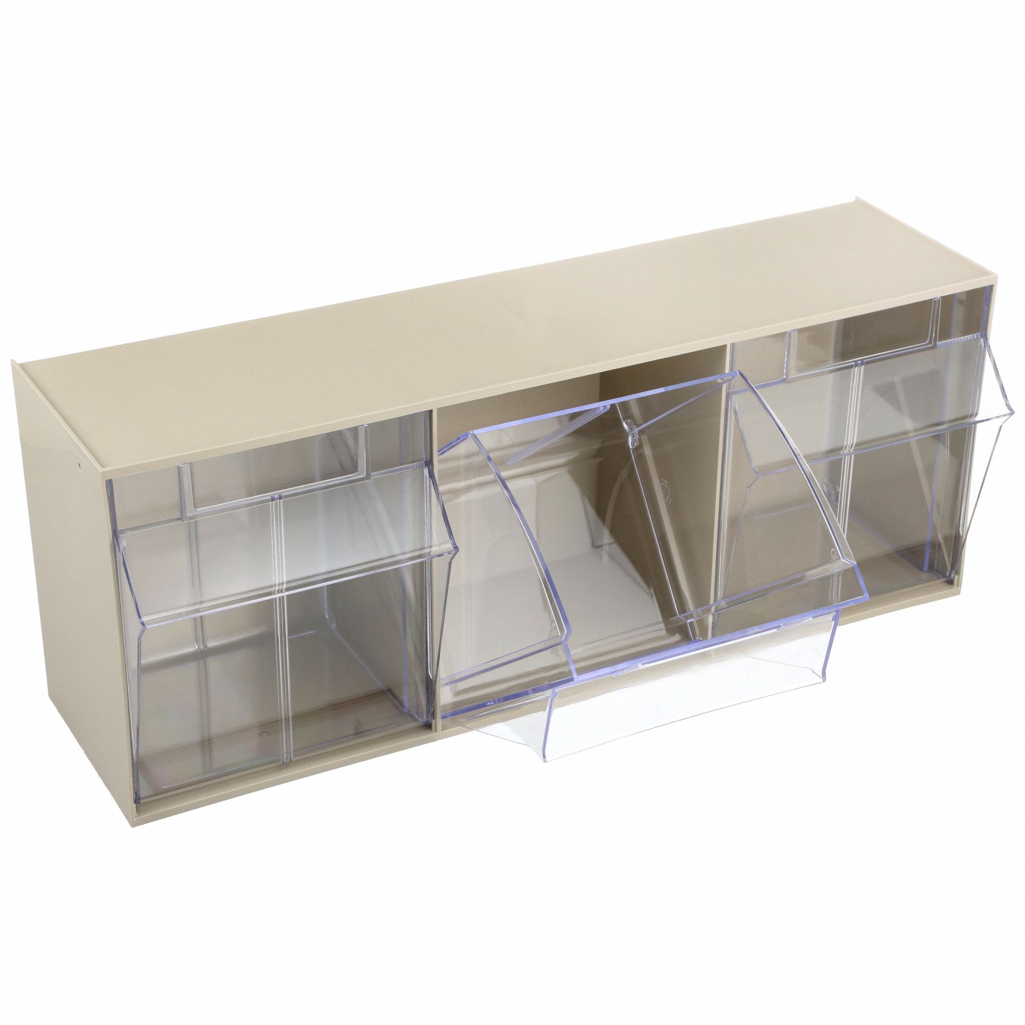 Tip-Out Bin: 7 3/4 in x 23 5/8 in x 9 1/2 in, Freestanding/Wall, Beige