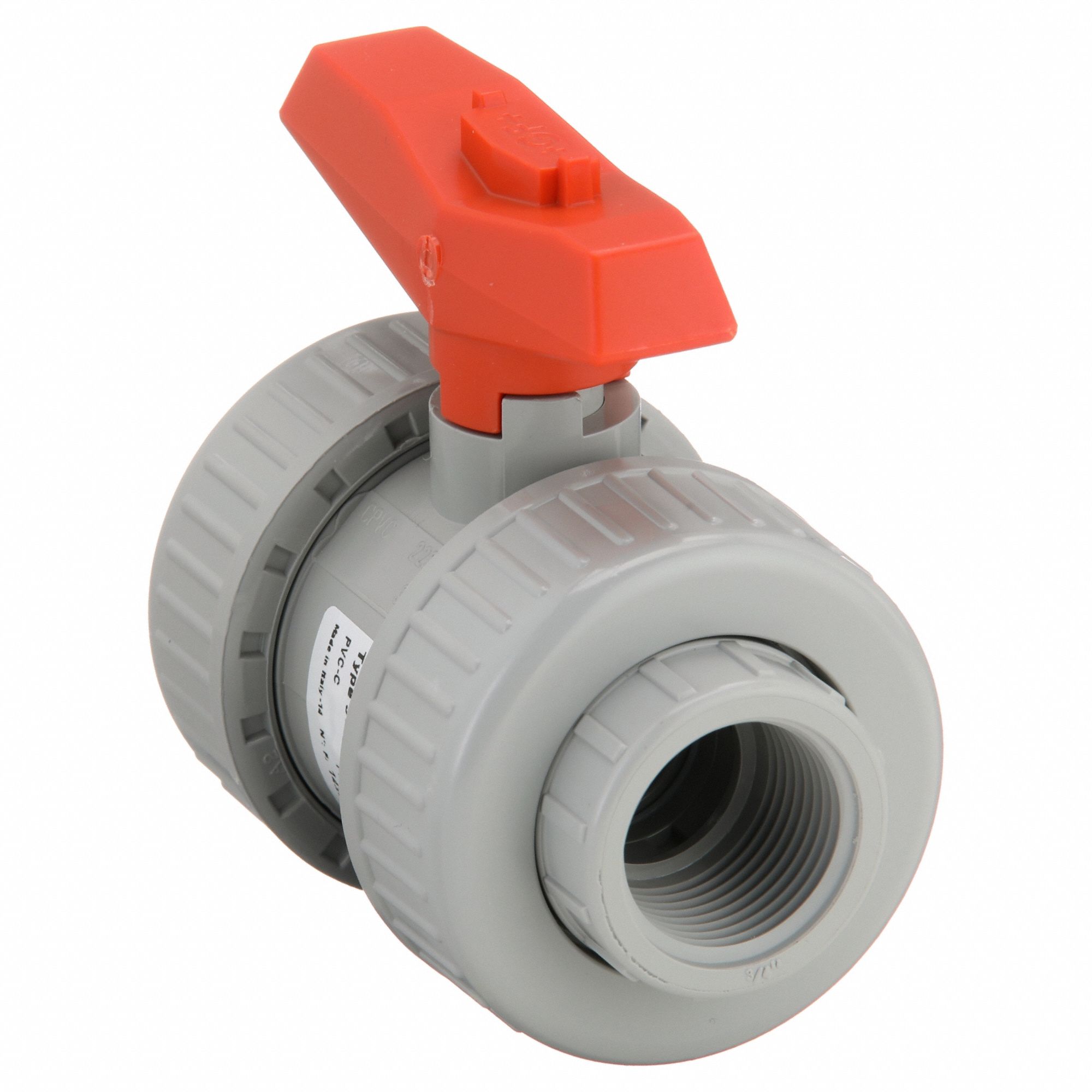 Manual Two-Way Ball Valve: 3/4 in, CPVC, Straight, Socket x FNPT, Two-Piece, Lever