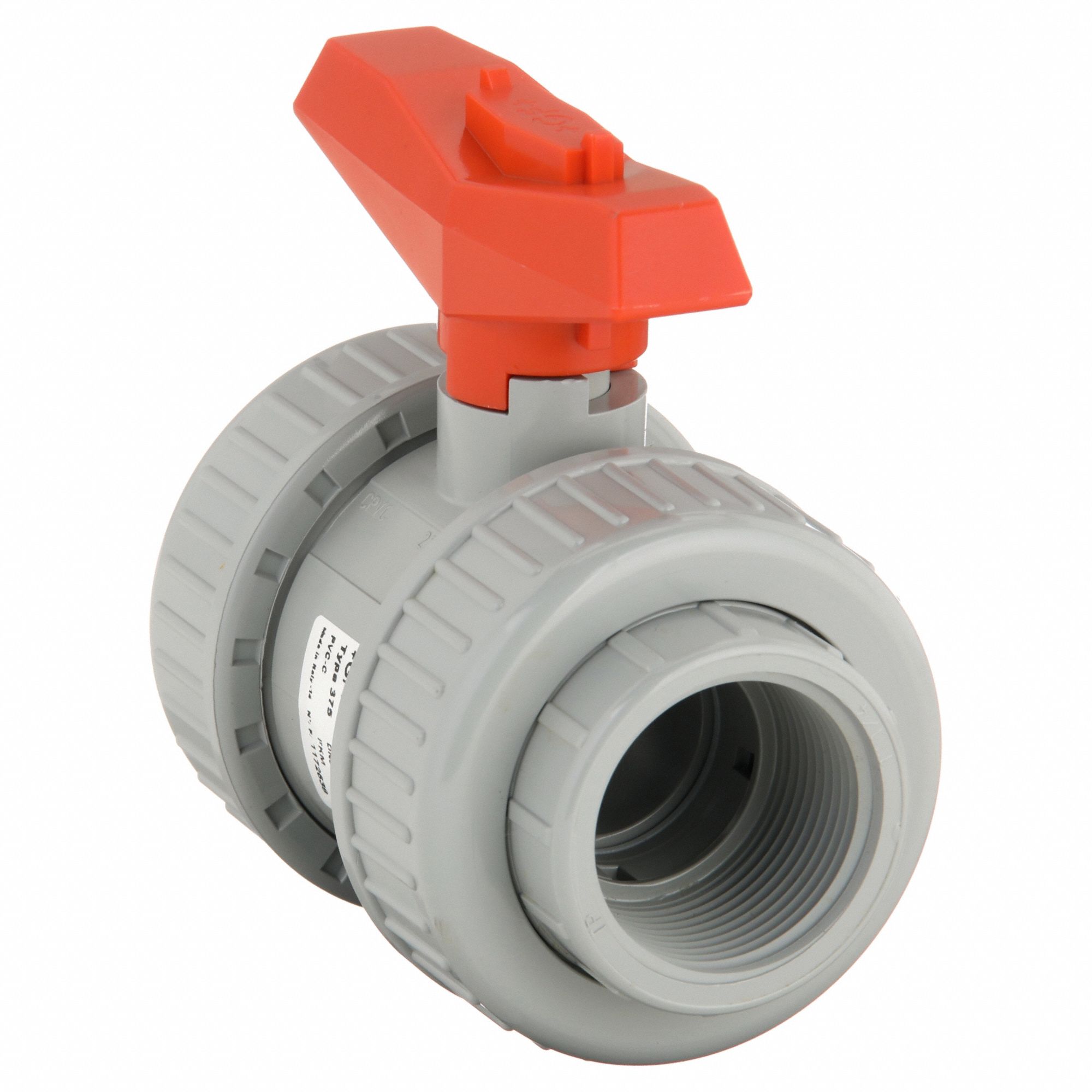 Manual Two-Way Ball Valve: 1 1/4 in, CPVC, Straight, Socket x FNPT, Two-Piece