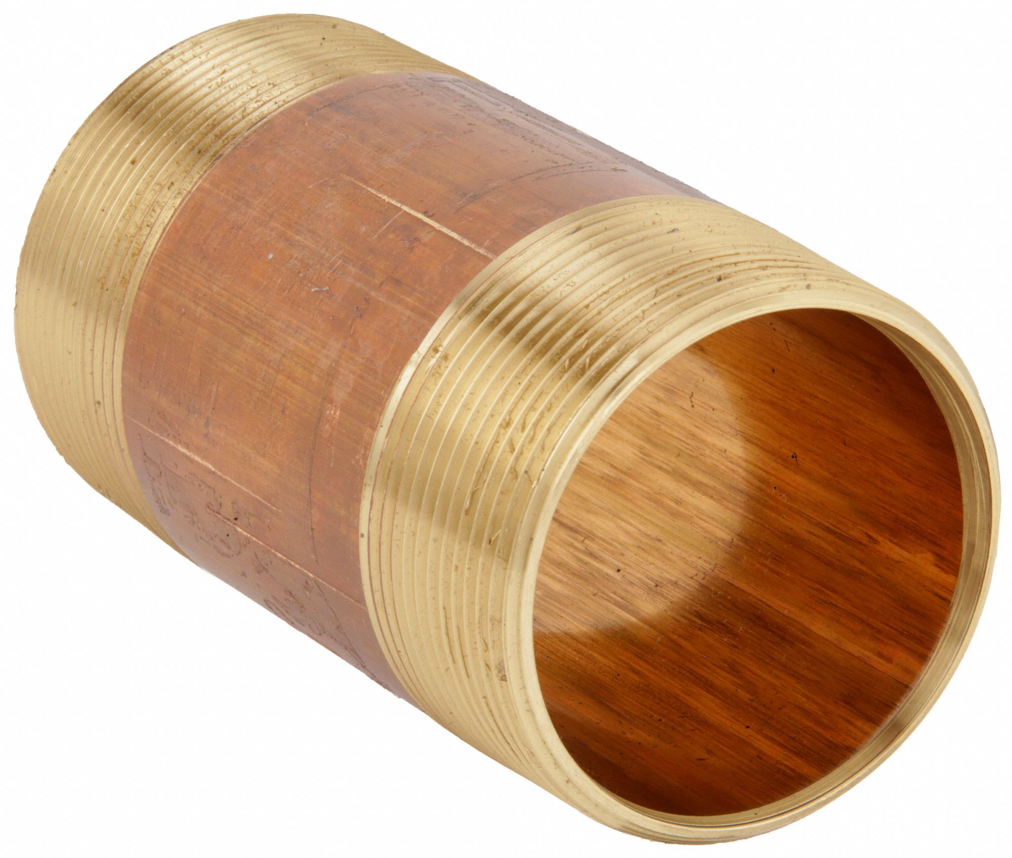 NIPPLE: RED BRASS, 1¼ IN NOMINAL PIPE SIZE, 5 IN L, BOTH ENDS THREADED, SCHEDULE 40