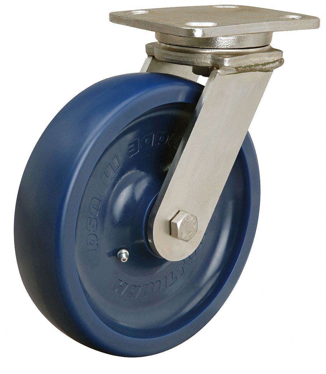 CORROSION-RESISTANT STANDARD PLATE CASTER, 8 IN WHEEL DIA, 1500 LB, 9½ IN MOUNTING H