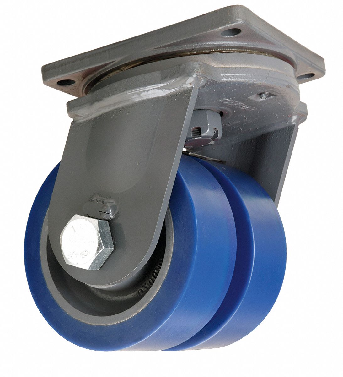 EASY-TURN STANDARD PLATE CASTER, 8 IN WHEEL DIA, 990 LB, 11 IN MOUNTING H, SWIVEL CASTER