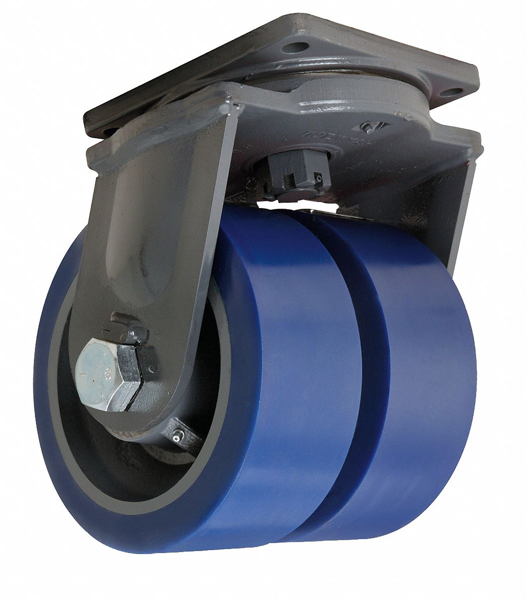 EASY-TURN STANDARD PLATE CASTER, 10 IN WHEEL DIA, 10,000 LB, 13 IN MOUNTING H, FIRM