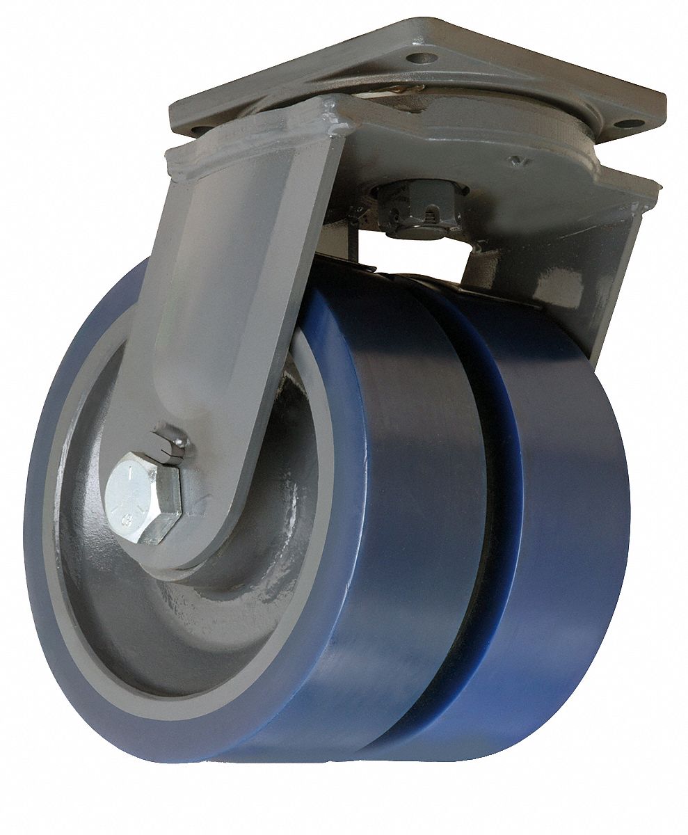 EASY-TURN STANDARD PLATE CASTER, 12 IN WHEEL DIA, 12,000 LB, 15½ IN MOUNTING H, FIRM