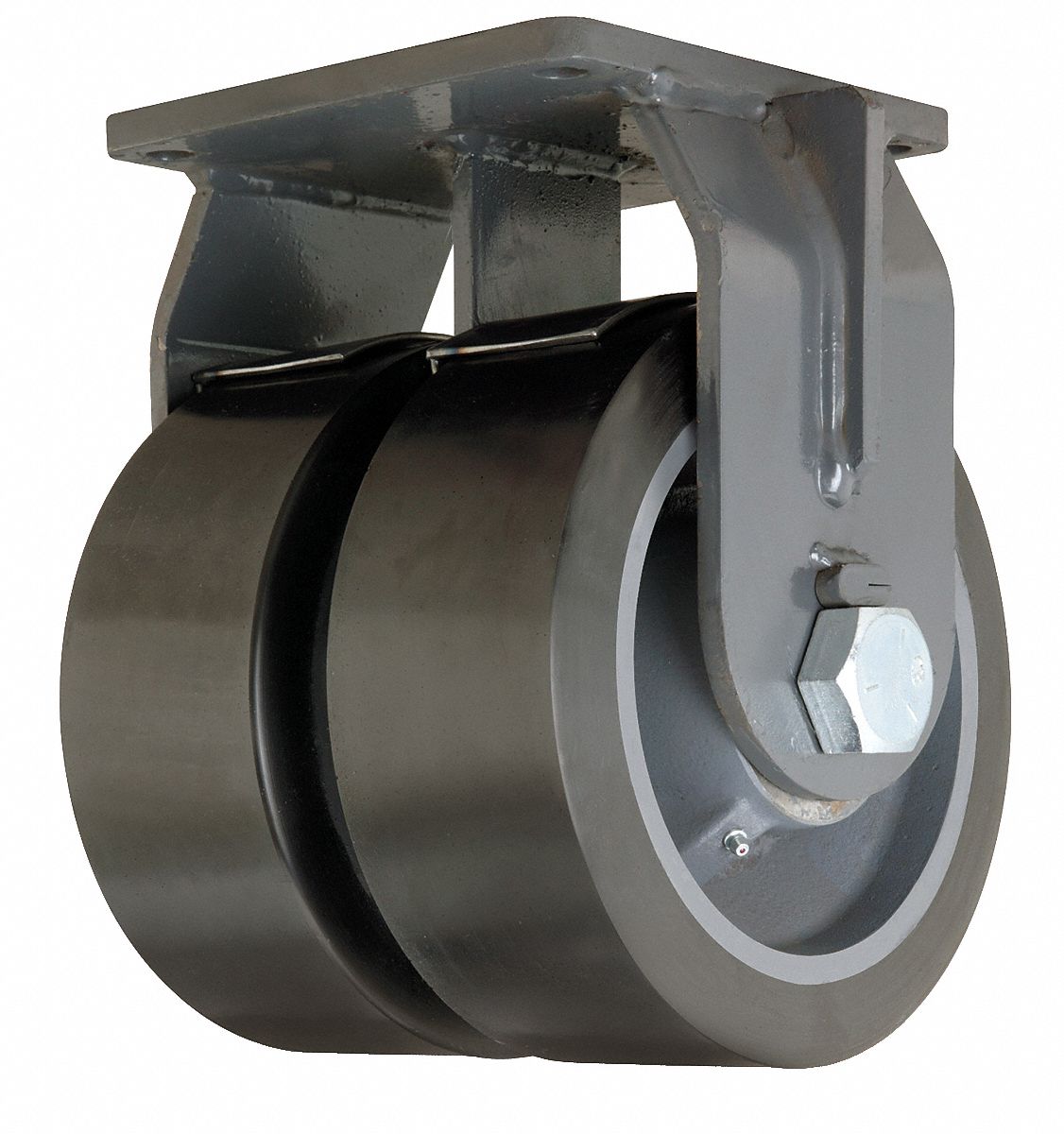 EASY-TURN STANDARD PLATE CASTER, 10 IN WHEEL DIA, 10,000 LB, 13 IN MOUNTING H, FIRM
