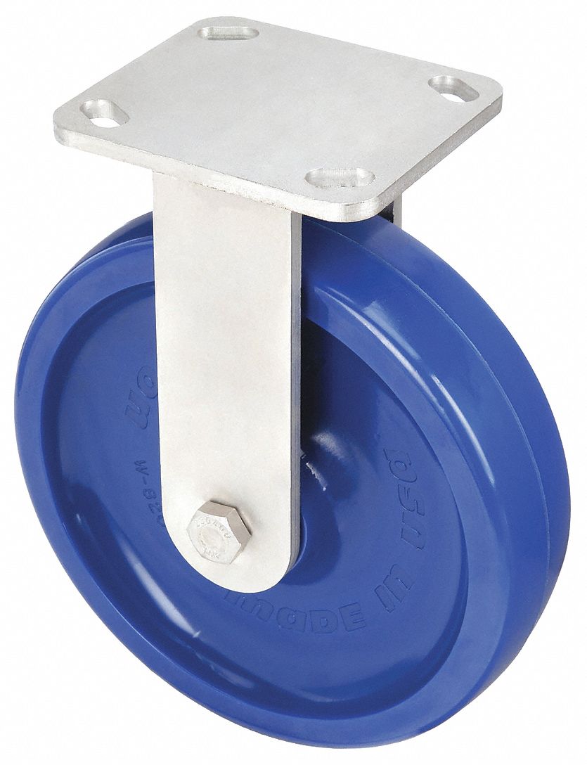 CORROSION-RESISTANT STANDARD PLATE CASTER, 8 IN WHEEL DIA, 1500 LB, 9½ IN MOUNTING H