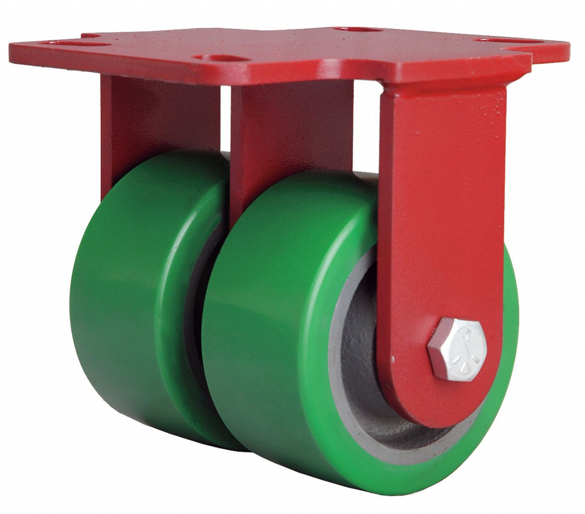 Plate Caster: Rigid, No Brake, Rubber, 6 in Wheel Dia, 2 in Wheel Wd, 7 3/4 in Mounting Ht