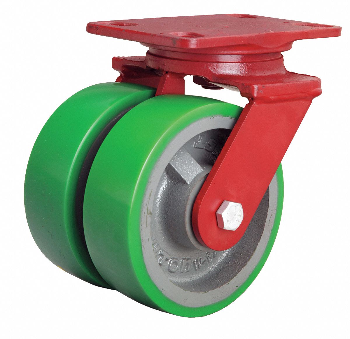 Plate Caster: Swivel, Total Lock, Polyurethane, 6 in Wheel Dia, 2 in Wheel Wd, Slot, Ball