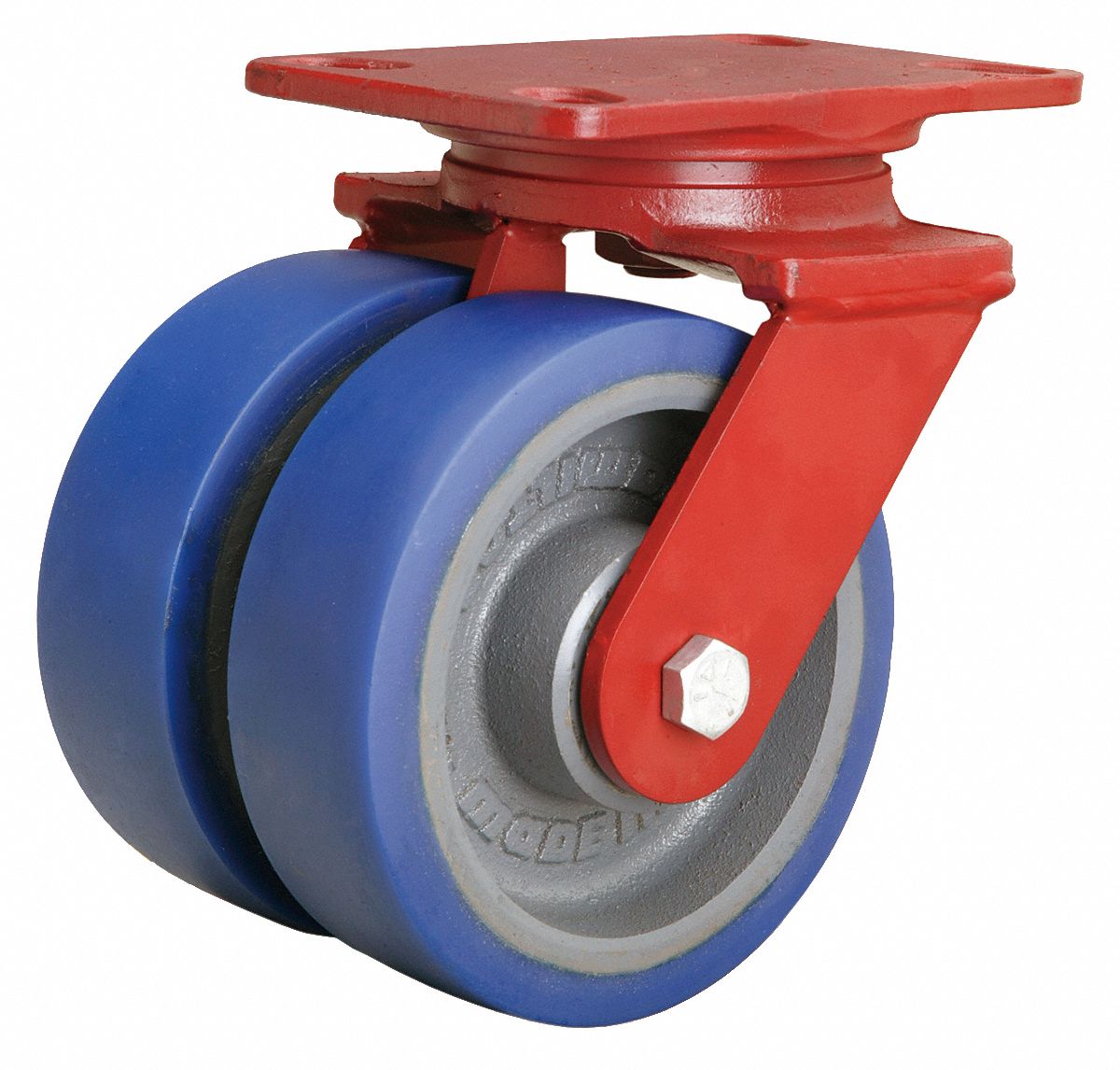 Plate Caster: Swivel, Total Lock, Polyurethane, 6 in Wheel Dia, 2 in Wheel Wd, Slot, Ball