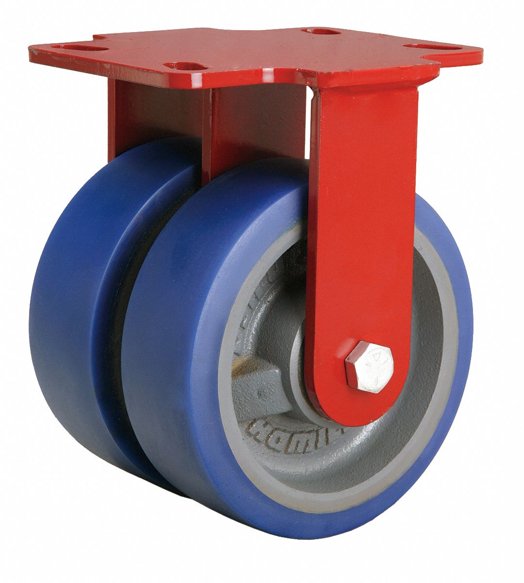 Plate Caster: Rigid, No Brake, Polyurethane, 6 in Wheel Dia, 2 in Wheel Wd, Slot, Rectangle
