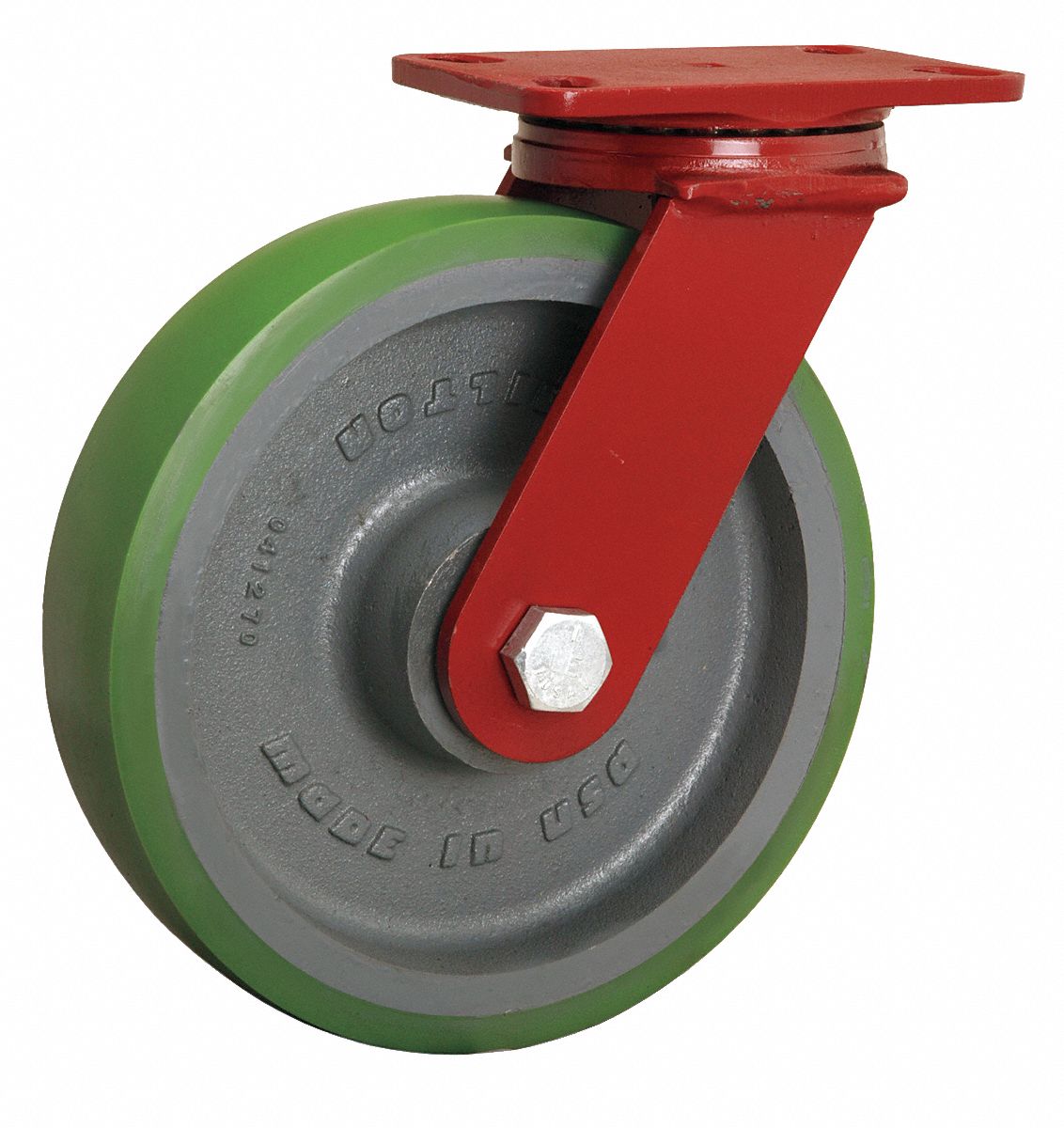 STANDARD PLATE CASTER, 10 IN WHEEL DIA, 2200 LB, 11½ IN MOUNTING H, POLYURETHANE, FIRM