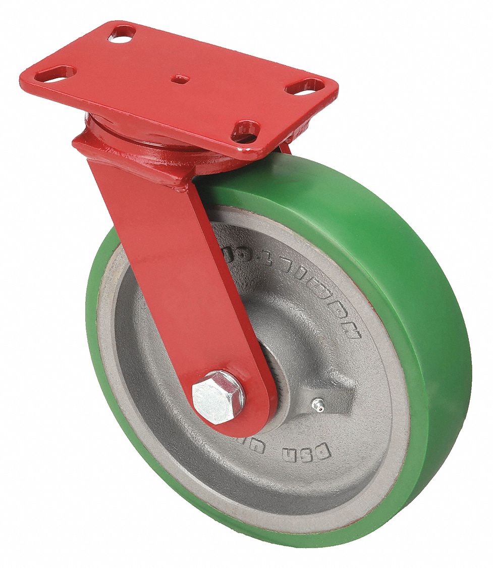 STANDARD PLATE CASTER, 10 IN WHEEL DIAMETER, 2200 LB, 11½ IN MOUNTING H, SWIVEL CASTER