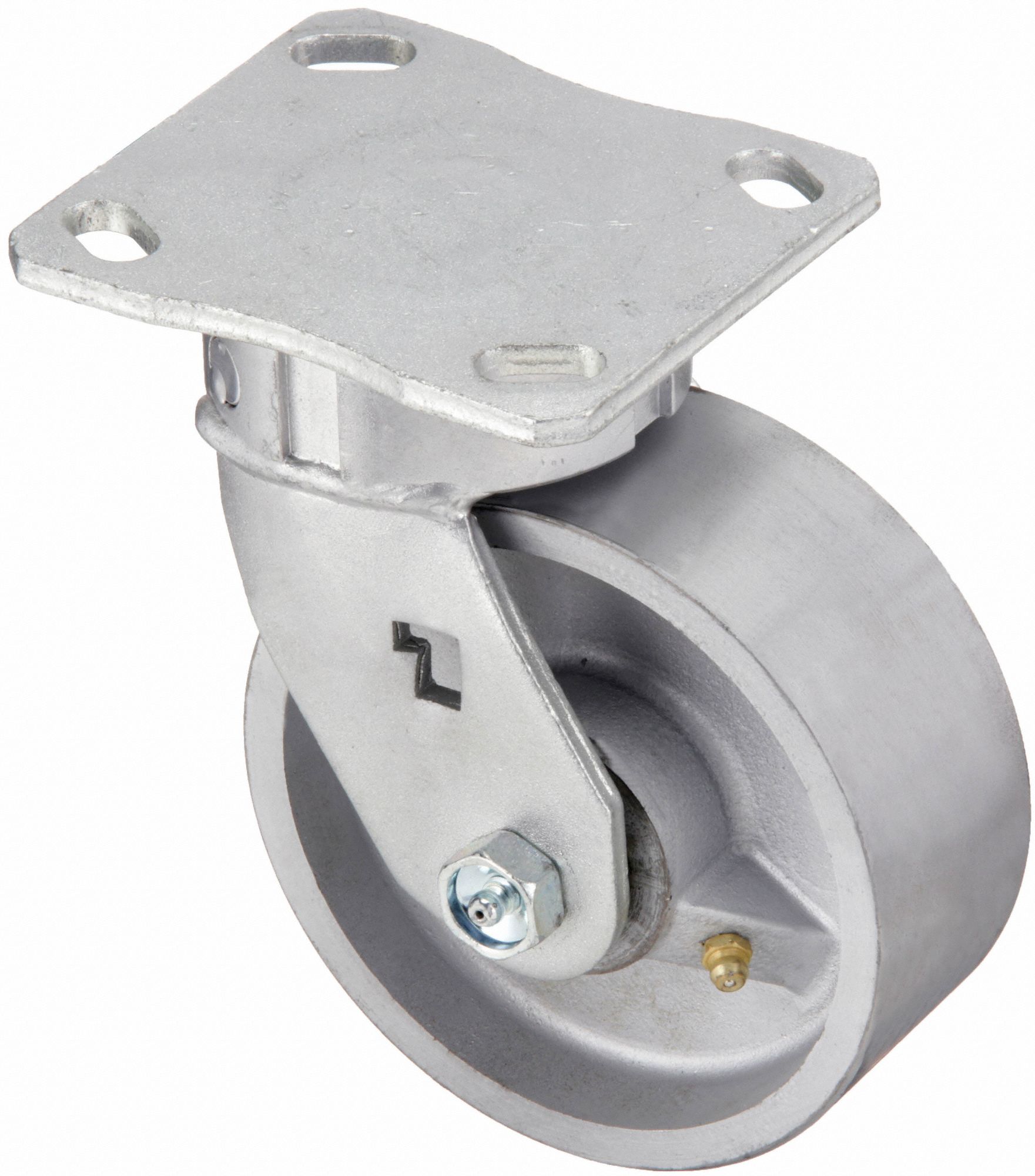 KINGPINLESS PLATE CASTER, 6 IN WHEEL DIAMETER, 1400 LB, 7½ IN MOUNTING H, EXTRA HARD