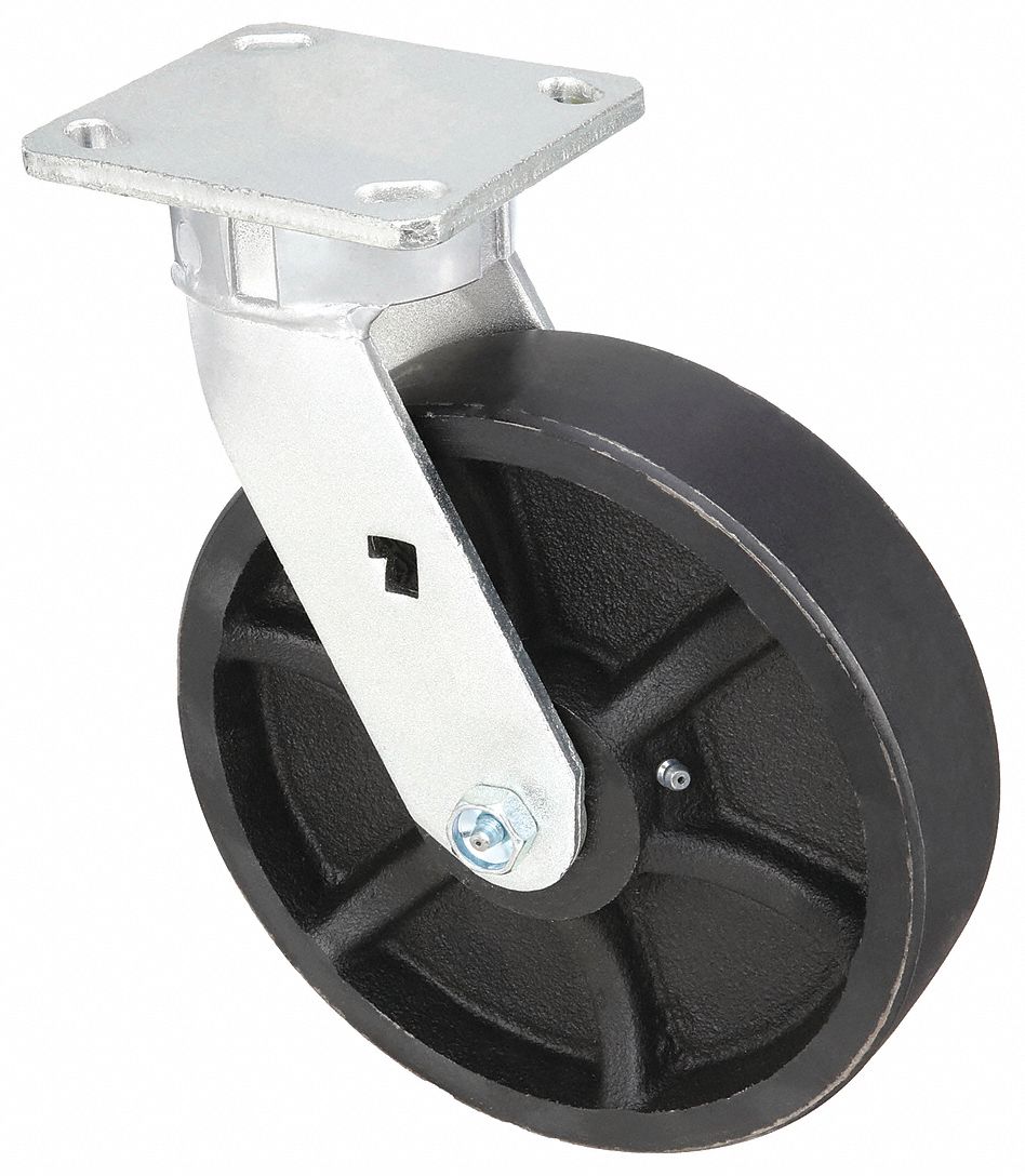 KINGPINLESS PLATE CASTER, SWIVEL, 1400 LB CAPACITY, 8 IN