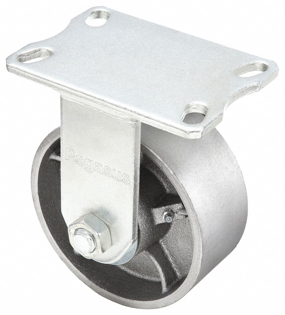 KINGPINLESS PLATE CASTER, 6 IN WHEEL DIAMETER, 3500 LB, 7½ IN MOUNTING H, EXTRA HARD