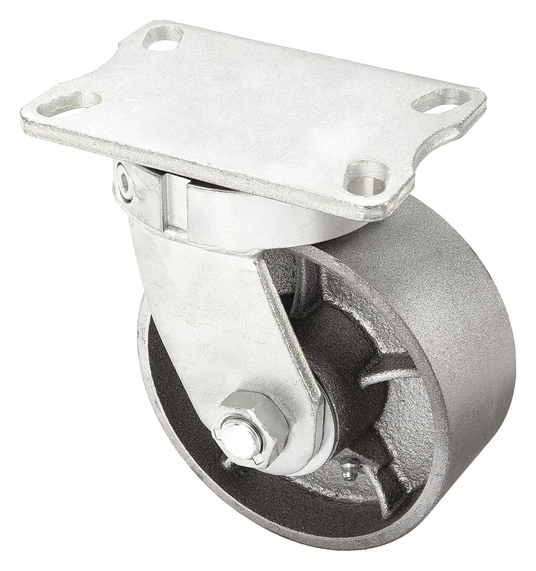 KINGPINLESS PLATE CASTER, 6 IN WHEEL DIAMETER, 3500 LB, 7½ IN MOUNTING H, EXTRA HARD